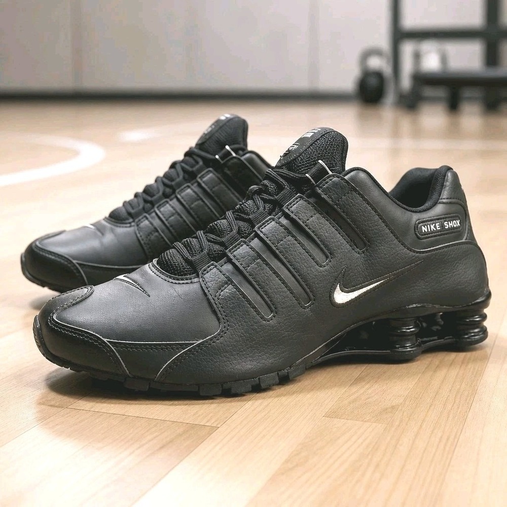 Nike Shox NZ Mens Size 11.5 Shoes Black Leather Athletic Sneakers 501524-091